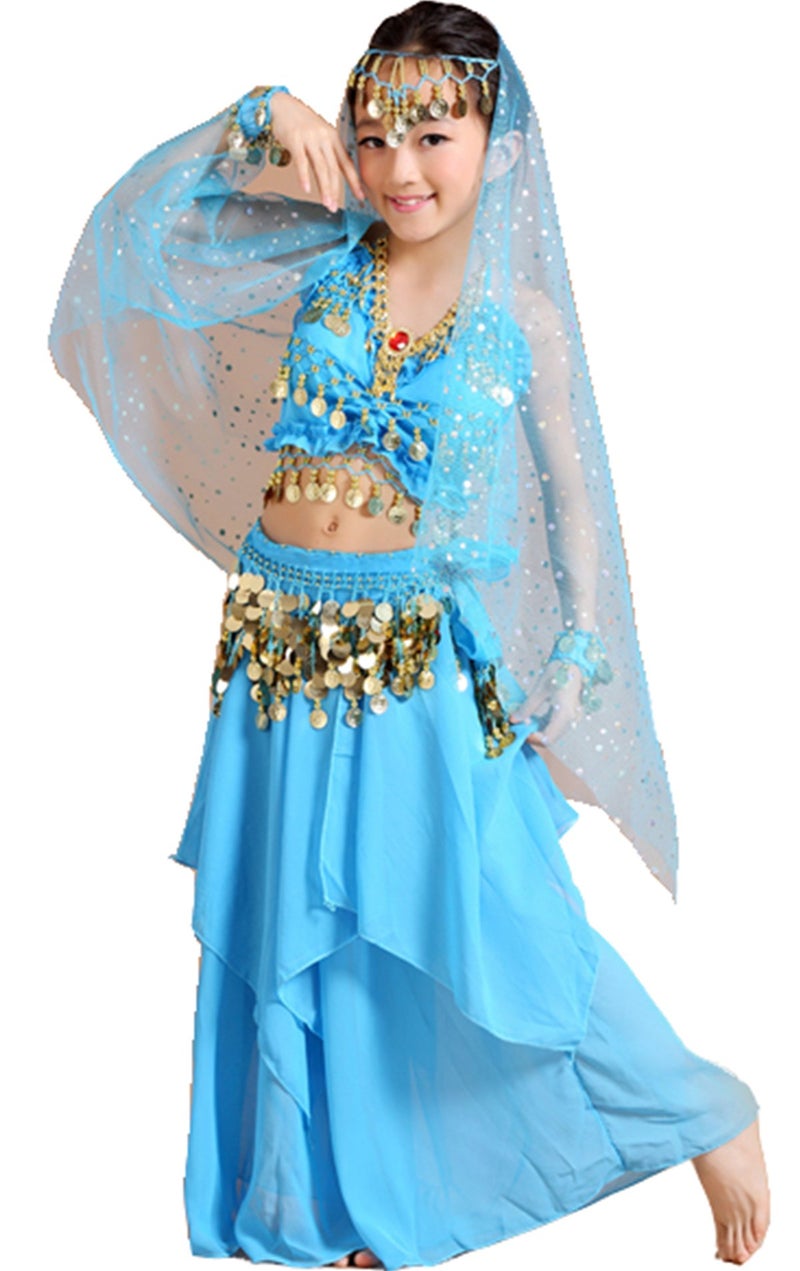 Astage Girls Princess Costume Halloween Dance Sets Sky Blue Unders 6 Years - Image 4